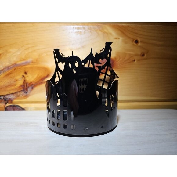 Haunted House 3-Wick Candle Holder Halloween Metal Slatkin/Bath & Body Works - Picture 7 of 13